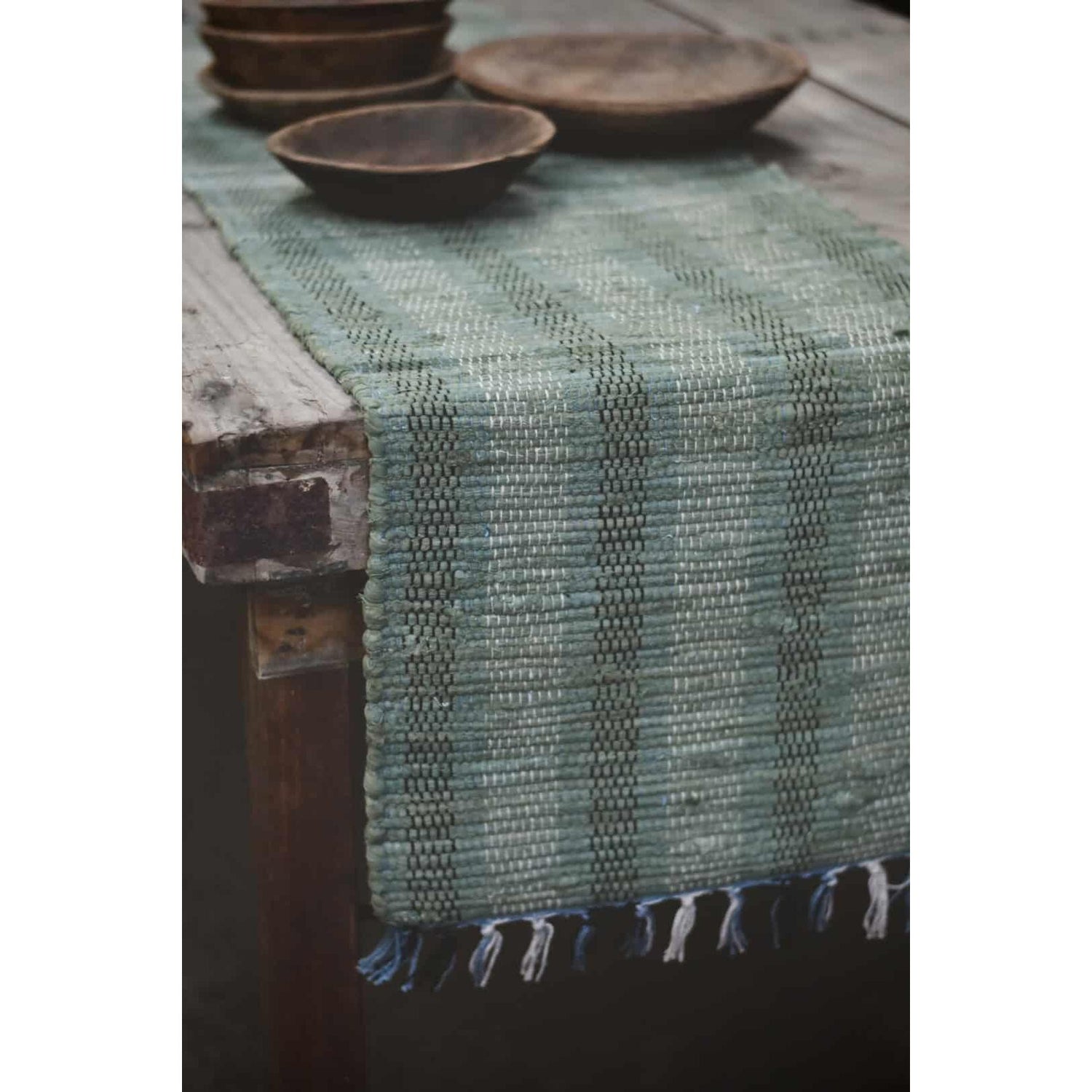 Løper - Bomull - Striper 40×140 Cm - Sjøgrønn-Dørmatte-Trend Design-Hyttefeber