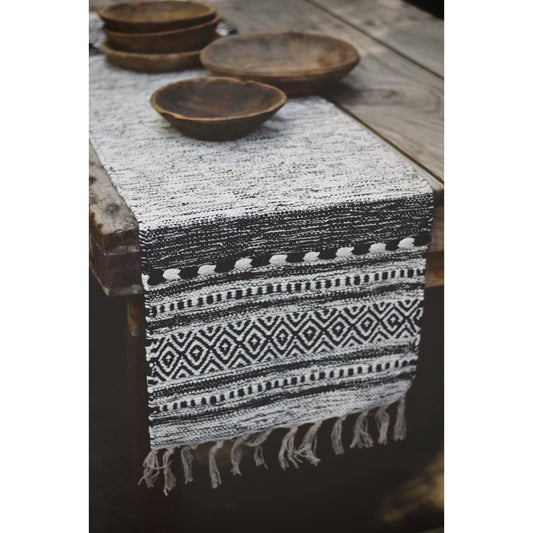 Løper - Bomull - 40×150 Cm - Sort / Natur-Dørmatte-Trend Design-Hyttefeber