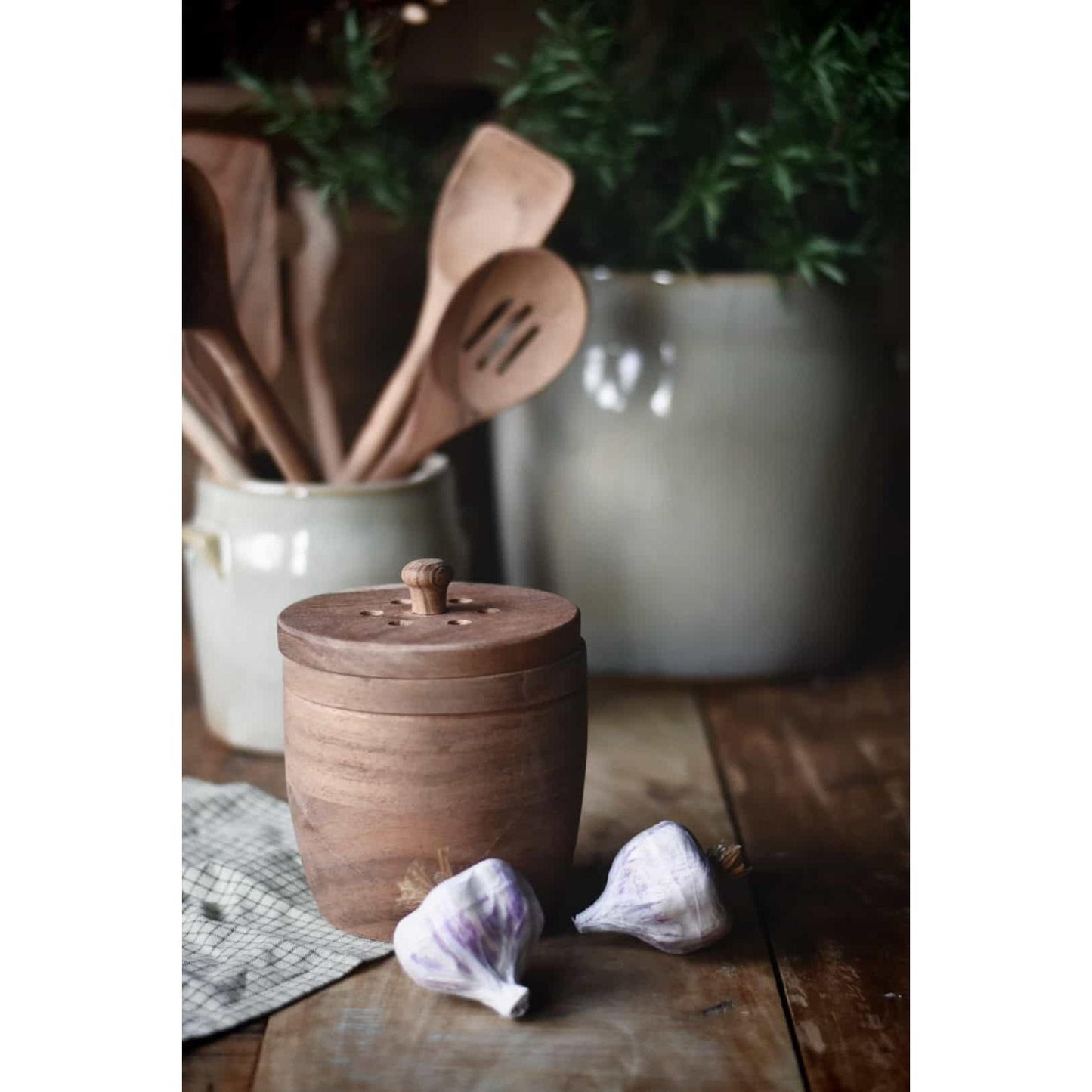 Hvitøkskrukke med lokk - akasietre - 12x15 cm-Trend Design-Hyttefeber