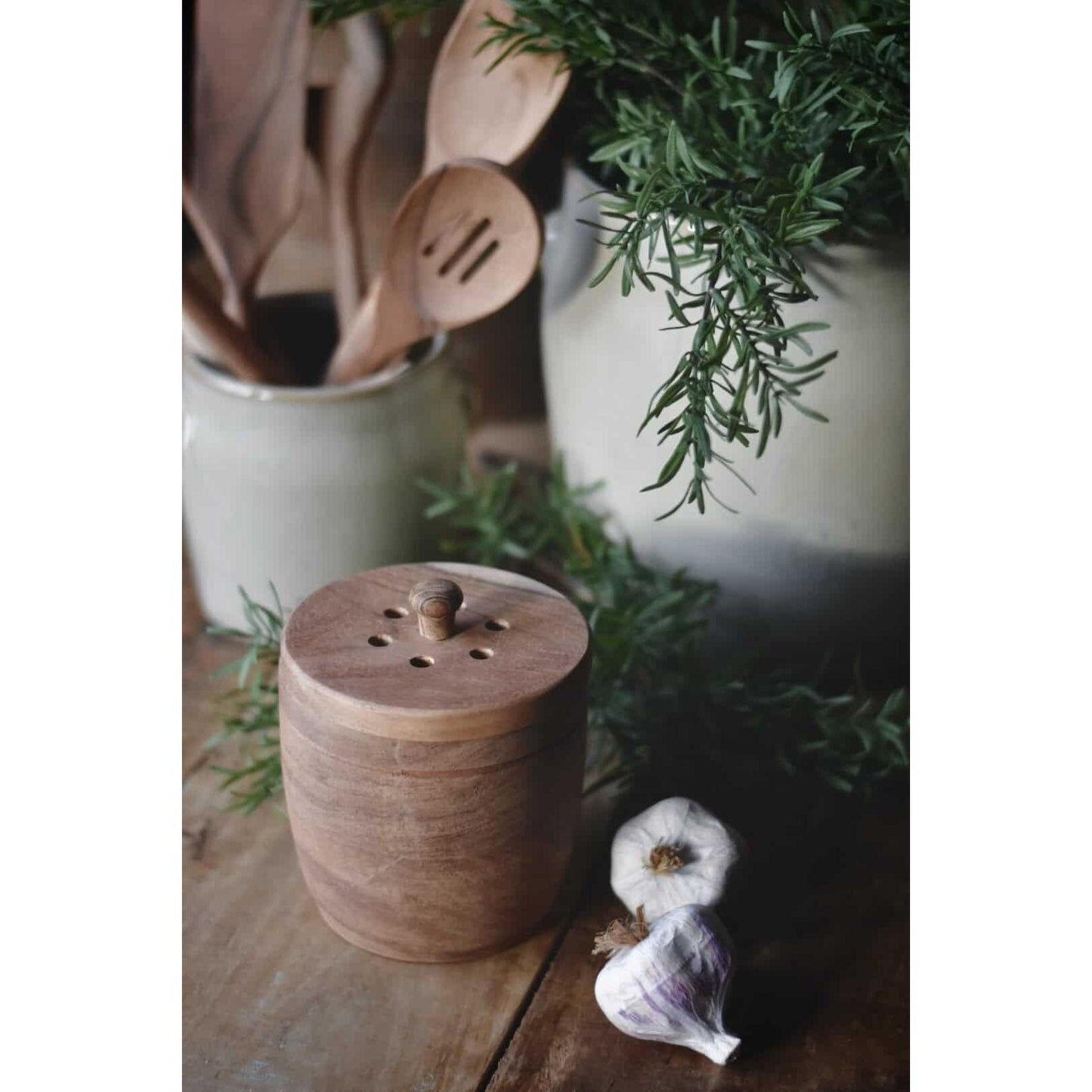 Hvitøkskrukke med lokk - akasietre - 12x15 cm-Trend Design-Hyttefeber