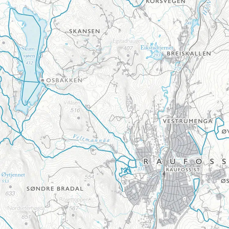 Skikart Gjøvikmarka og Vardalsåsen (50 x 70 cm)-Maps-Dapamaps-Hyttefeber
