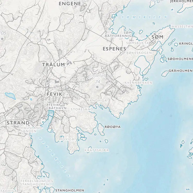 Skjærgårdskart - Grimstad (50x70 cm)-Maps-Dapamaps-Hyttefeber