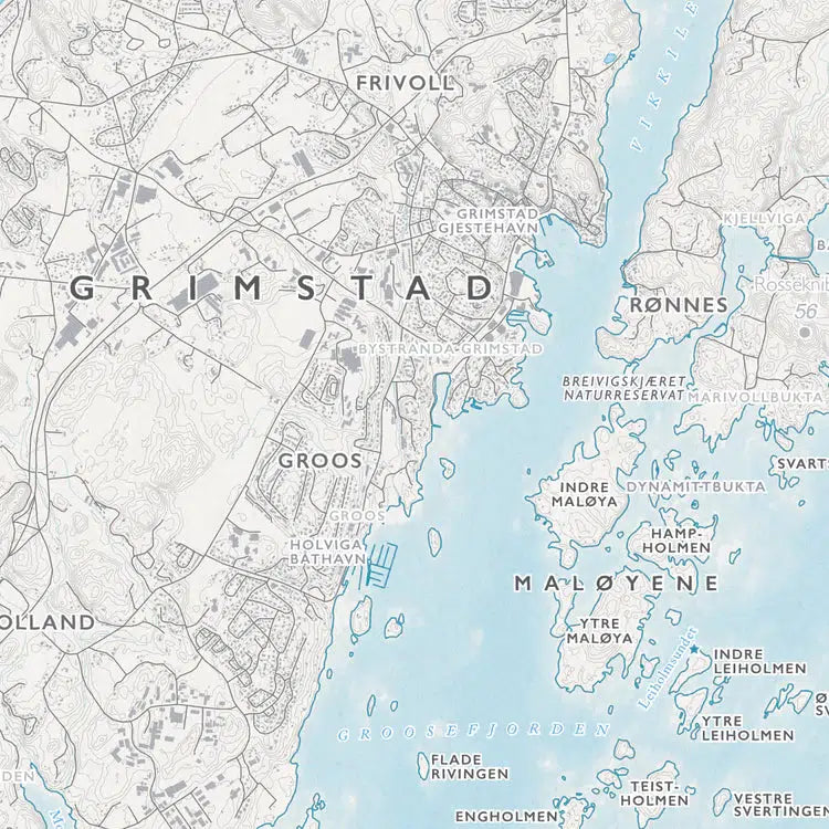 Skjærgårdskart - Grimstad (50x70 cm)-Maps-Dapamaps-Hyttefeber