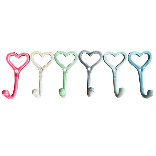 Hjertekrok - emaljert metall - 4 stk-Knagger og Knotter-Lama-Hyttefeber