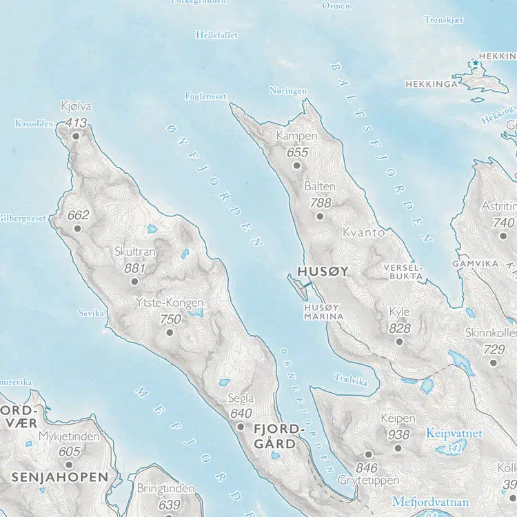 Kystkart - Senja (50x70 cm)-Maps-Dapamaps-Hyttefeber