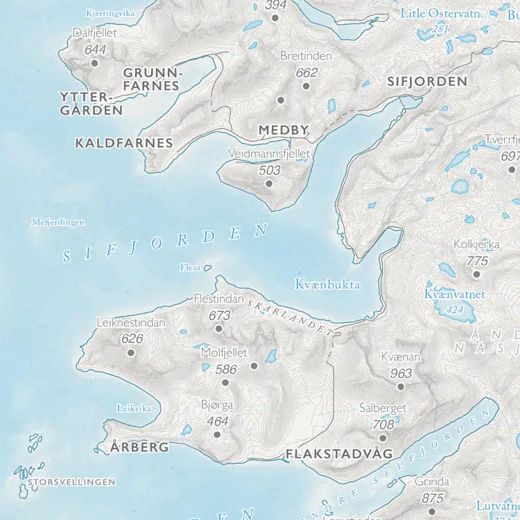 Kystkart - Senja (50x70 cm)-Maps-Dapamaps-Hyttefeber