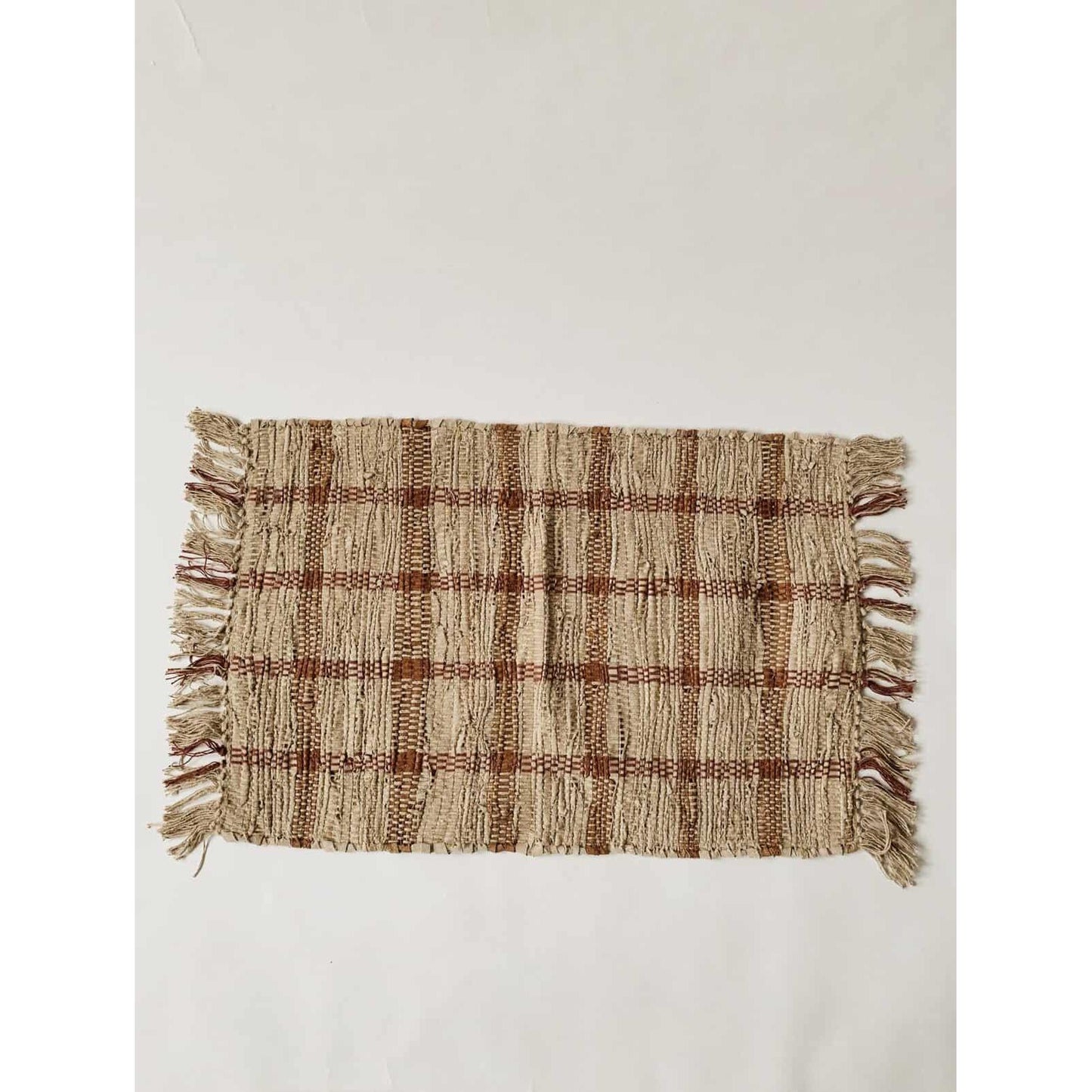 Dørmatte - Skinn Ruter - 50×70 Cm - Natur/Rød-Dørmatte-Trend Design-Hyttefeber