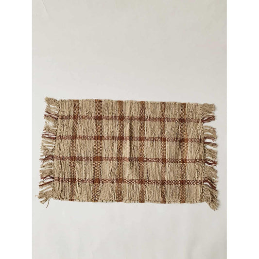 Dørmatte - Skinn Ruter - 50×70 Cm - Natur/Rød-Dørmatte-Trend Design-Hyttefeber