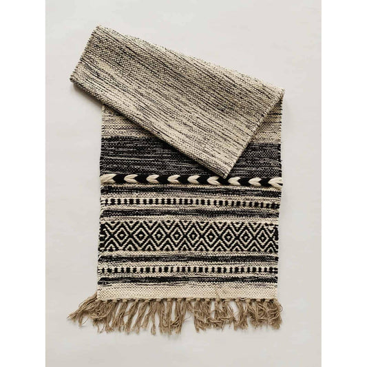 Løper - Bomull - 40×150 Cm - Sort / Natur-Dørmatte-Trend Design-Hyttefeber