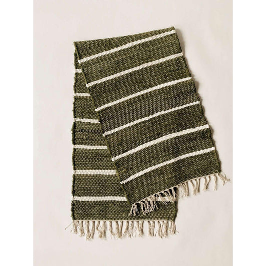 Løper - Bomull - Striper 40×140 Cm Grønn-Dørmatte-Trend Design-Hyttefeber