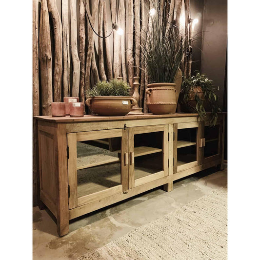 Vintage Skjenk med glass - 190x45x65cm-Møbler og Bord-Trend Design-Hyttefeber