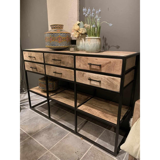 Vintage kommode med skuffer og hyller - 140x40x90cm-Møbler og Bord-Trend Design-Hyttefeber