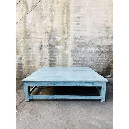 Vintage Firkantet Salongbord - Blått - 152x148x40cm-Møbler og Bord-Trend Design-Hyttefeber