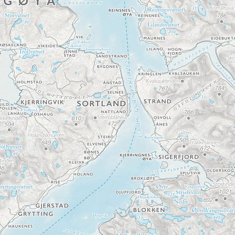 Kystkart - Vesterålen (50x70 cm)-Maps-Dapamaps-Hyttefeber