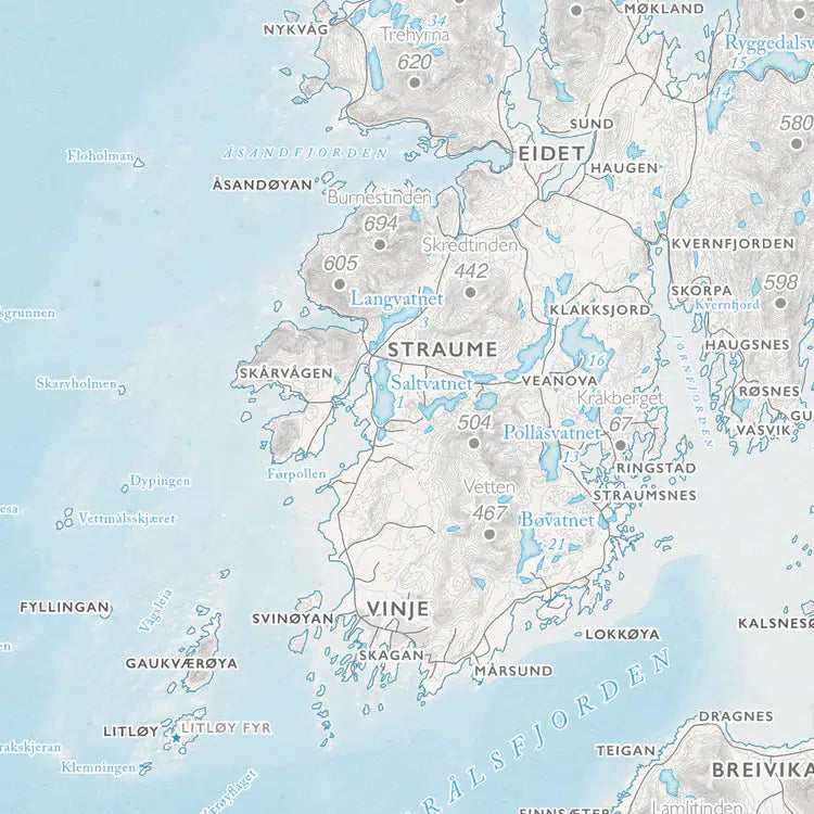 Kystkart - Vesterålen (50x70 cm)-Maps-Dapamaps-Hyttefeber