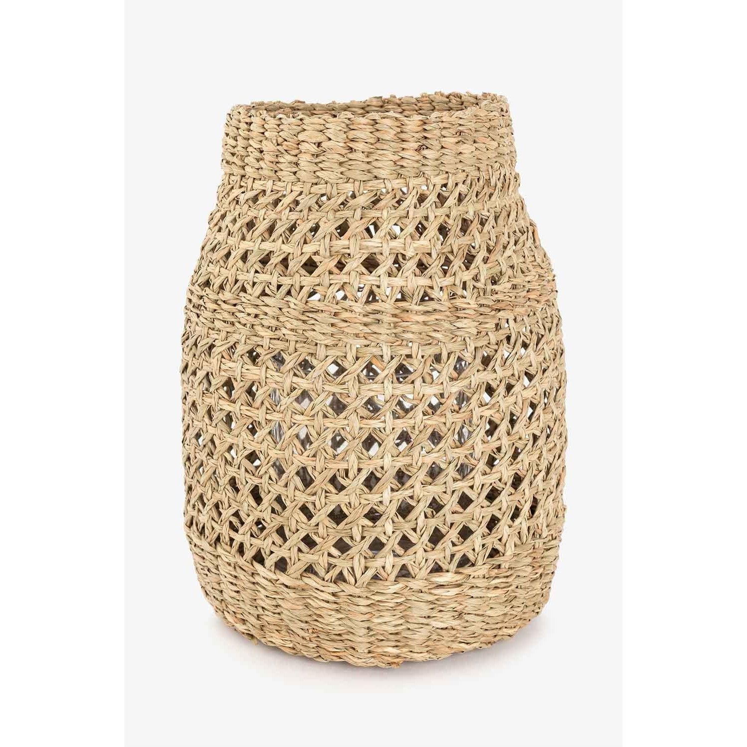 Lyslykt flettet sjøgress - naturfarget høyde 30 cm-Lyslykt-Lama-Hyttefeber