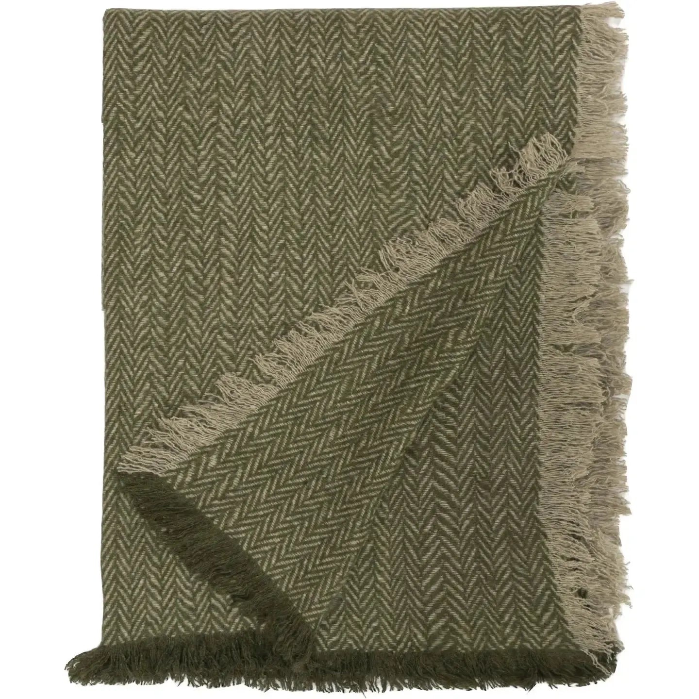 Halvor Bakke - Pledd/Sengeteppe - Asima - Grønn - Resirkulert Ull - 120x200 cm-Norvigroup-Hyttefeber