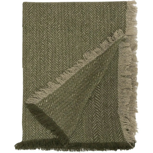 Halvor Bakke - Pledd/Sengeteppe - Asima - Grønn - Resirkulert Ull - 120x200 cm-Norvigroup-Hyttefeber