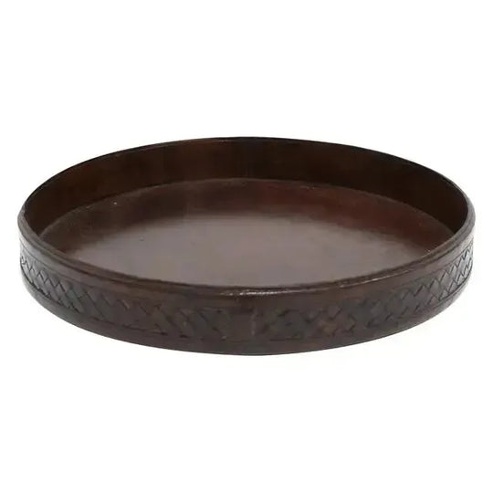 Halvor Bakke - Rundt brett i flettet skinn - 40 cm-Brett og Fat-Norvigroup-Hyttefeber