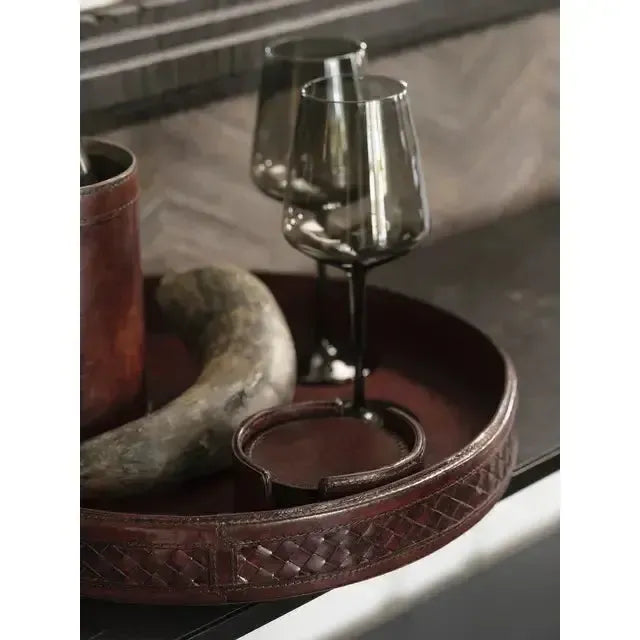 Halvor Bakke - Rundt brett i flettet skinn - 40 cm-Brett og Fat-Norvigroup-Hyttefeber