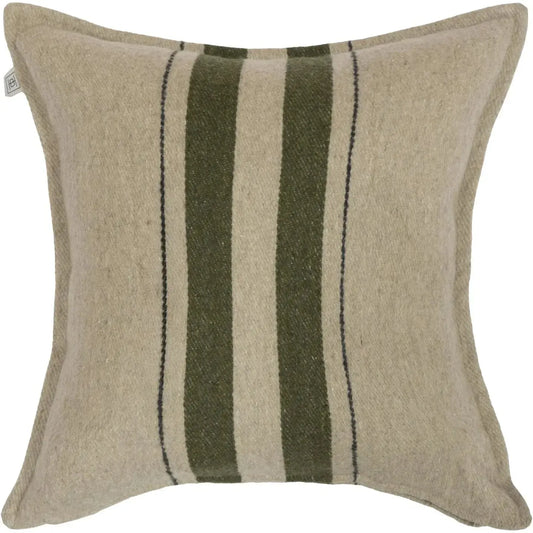 Halvor Bakke - Putetrekk - Vivero - Resirkulert Ull - Beige m/grønn - 50x50-Putetrekk-Norvigroup-Hyttefeber