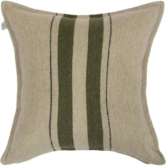Halvor Bakke - Putetrekk - Vivero - Resirkulert Ull - Beige m/grønn - 50x50-Putetrekk-Norvigroup-Hyttefeber