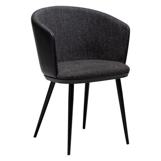 Spisestuestol Dan-Form "Hey" i stoff og kunstskinn (2 stk)-Møbler og Bord-interio-Sort mønstret bouclè-Hyttefeber