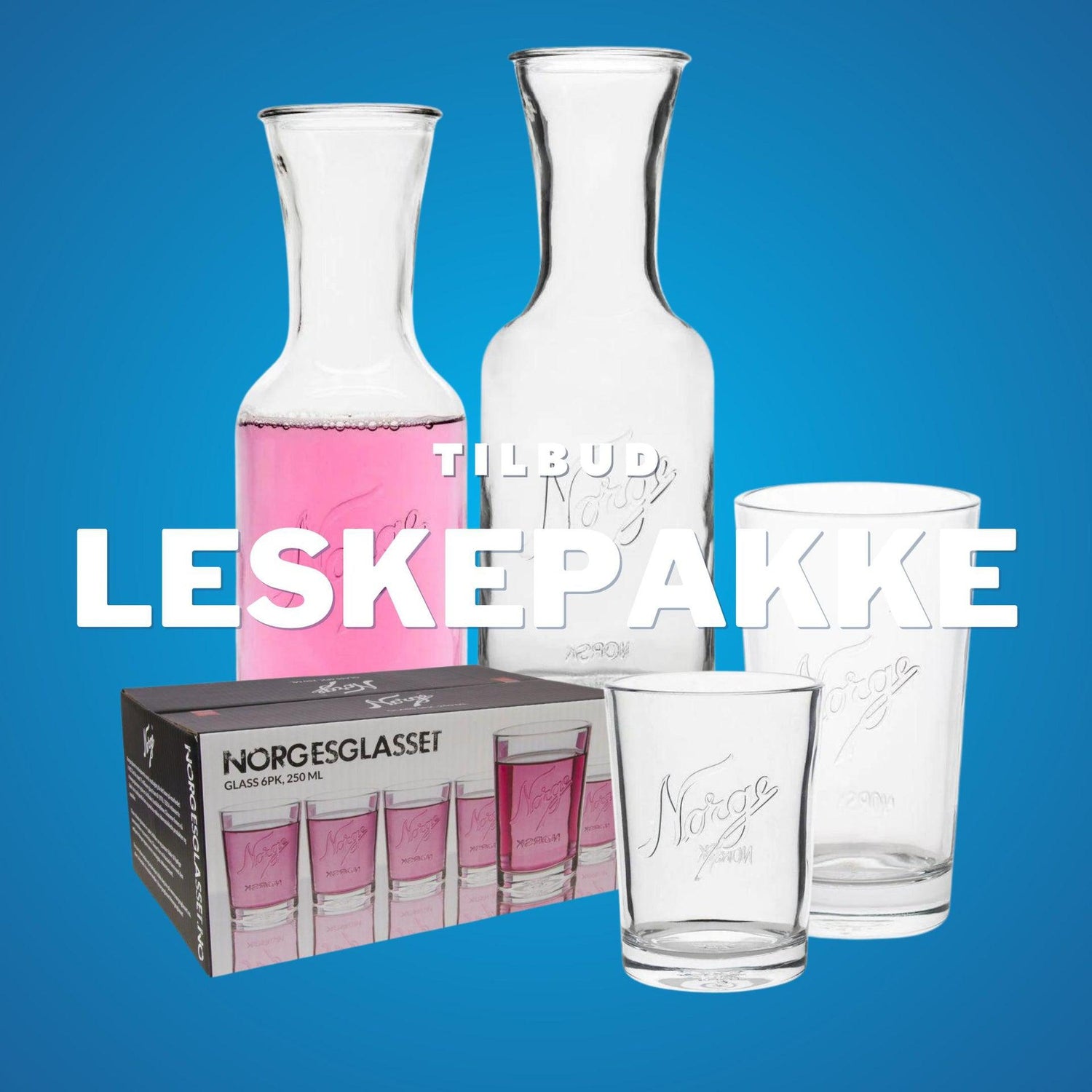 Leskepakken med Norgeskaraffelen-Pakketilbud-Norgesglasset-Hyttefeber