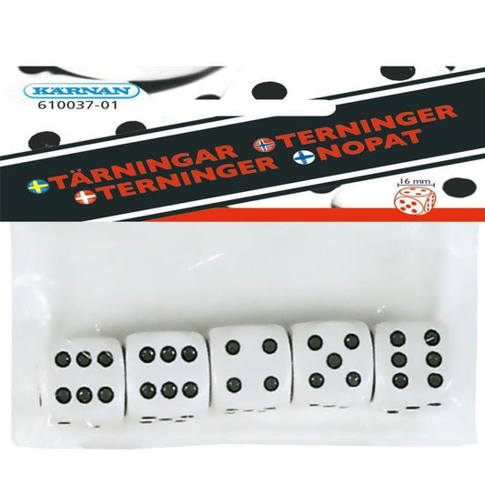 5 terninger i pose 16 mm-Spill og Aktiviteter-Egmont Damm-Hyttefeber
