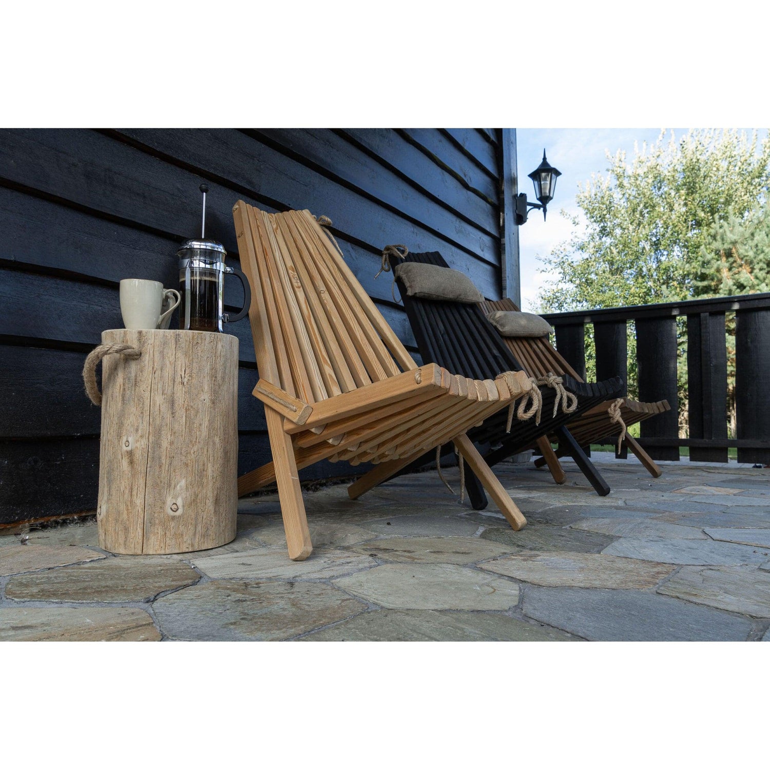 To EcoChair med nakkepute og sidebord (én Lilli)-Utemøbler-Ecofurn-Hyttefeber