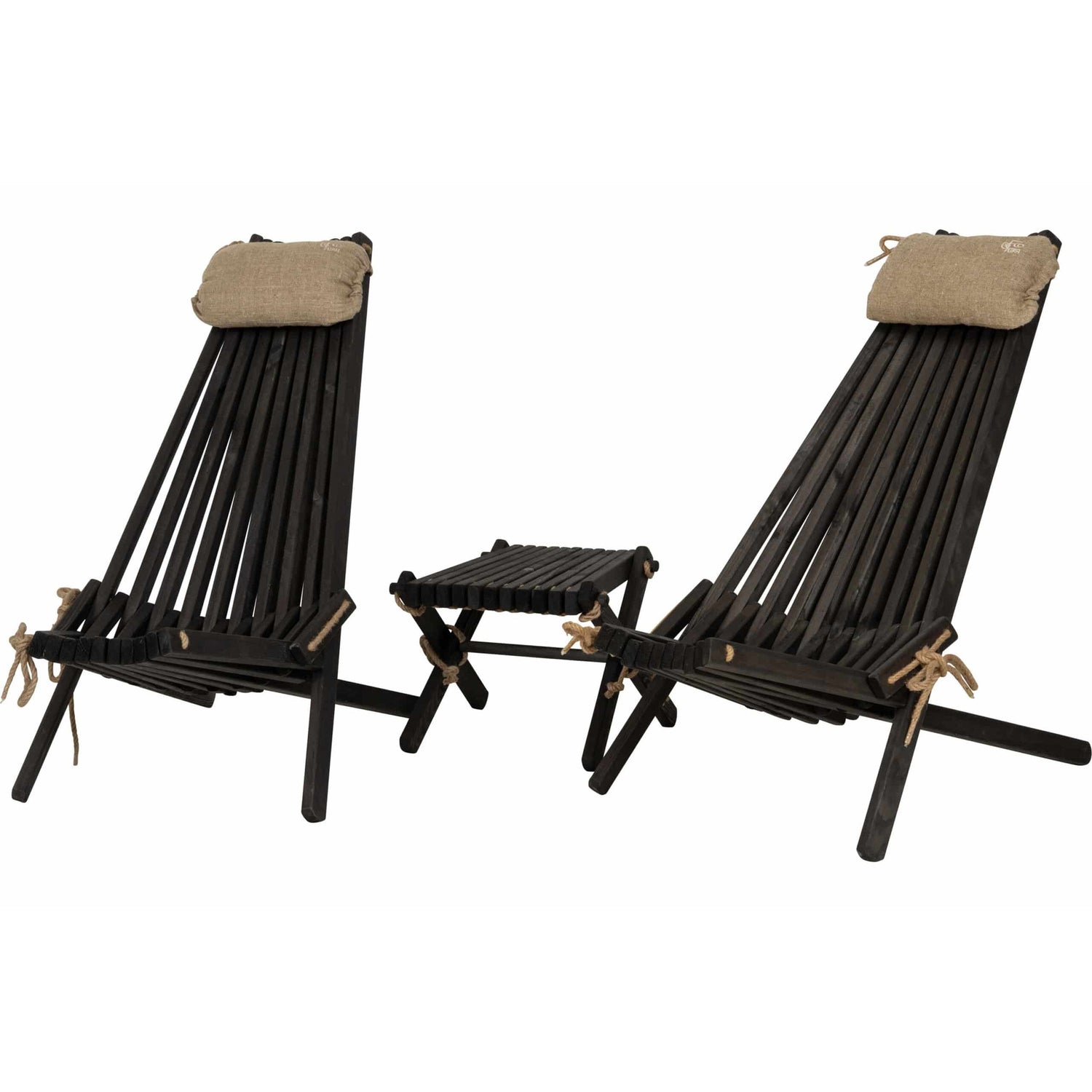 To EcoChair med nakkepute og sidebord (én Lilli)-Utemøbler-Ecofurn-Hyttefeber