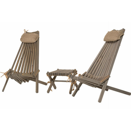 To EcoChair med nakkepute og sidebord (én Lilli)-Utemøbler-Ecofurn-Hyttefeber