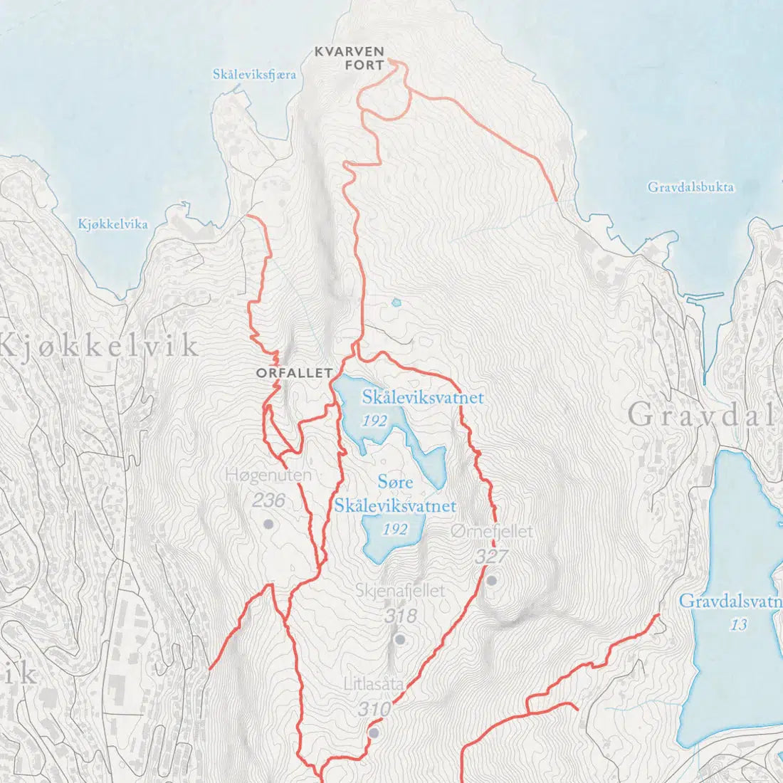 Fjellkart Bergen (50x70 cm)-Maps-Dapamaps-Hyttefeber
