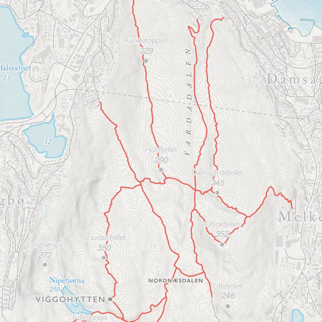 Fjellkart Bergen (50x70 cm)-Maps-Dapamaps-Hyttefeber