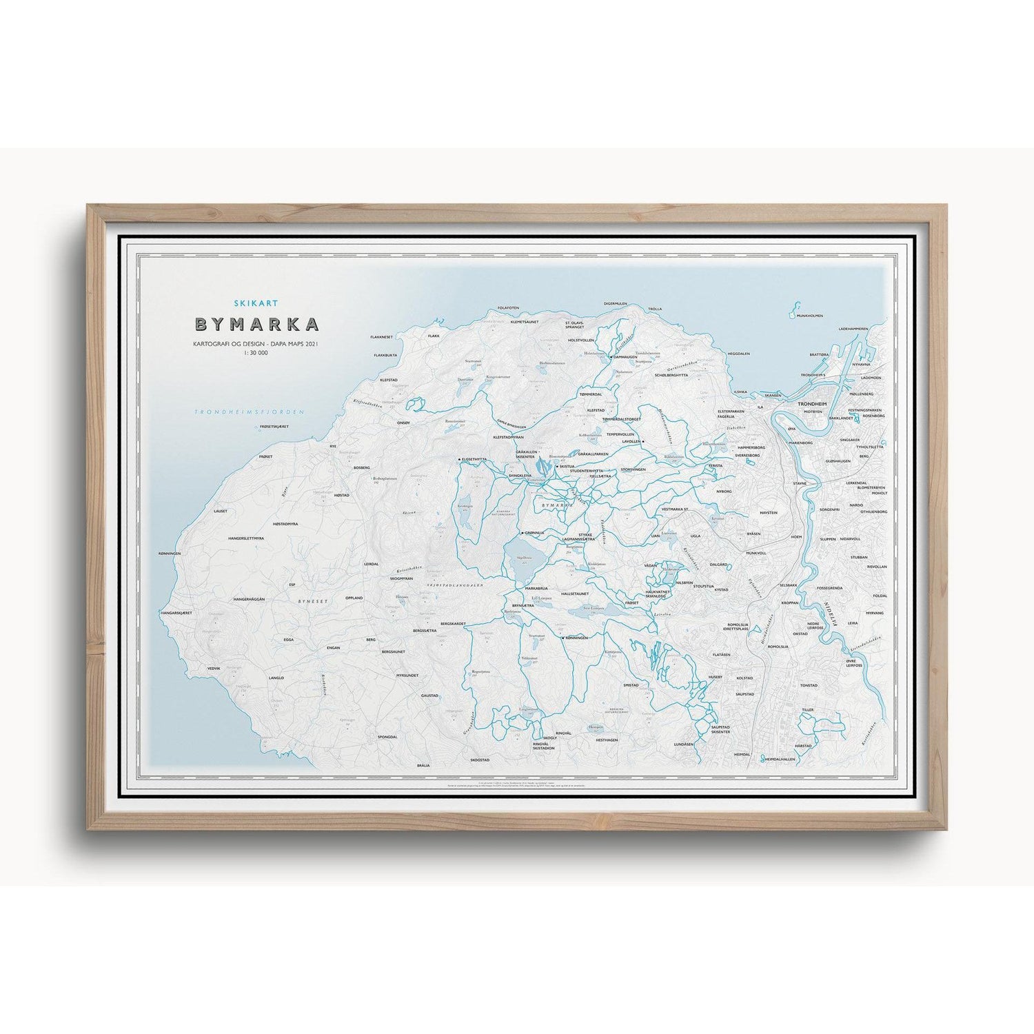 Skikart Trondheim Bymarka (50x70 cm)-Maps-Dapamaps-Hyttefeber
