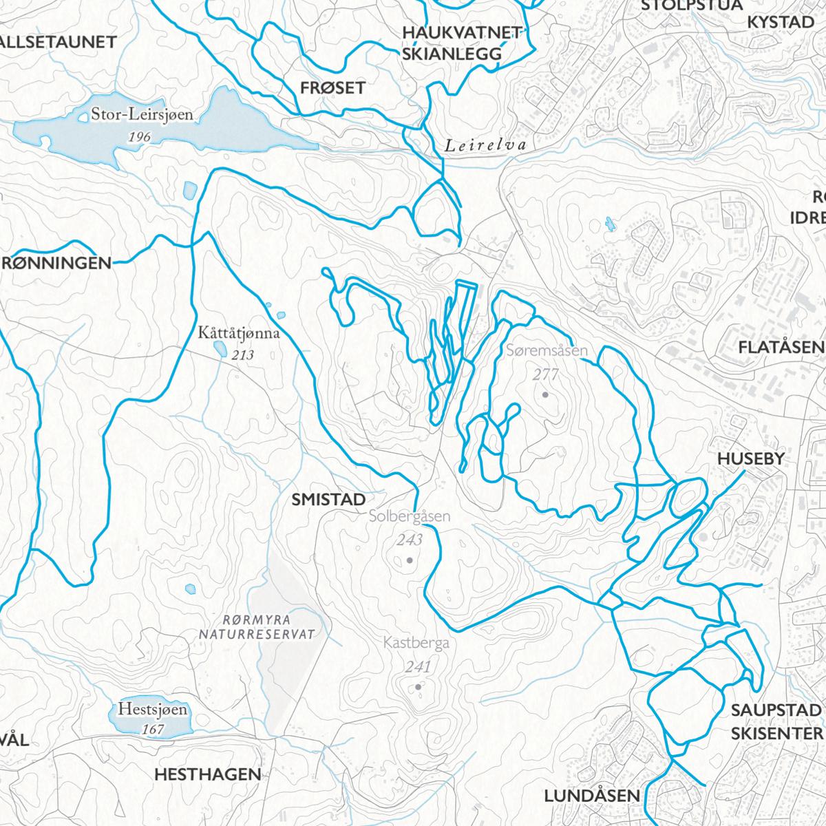 Skikart Trondheim Bymarka (50x70 cm)-Maps-Dapamaps-Hyttefeber