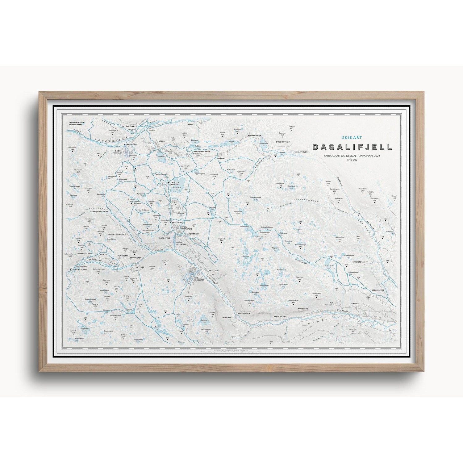 Skikart Dagalifjell (50x70 cm)-Maps-Dapamaps-Hyttefeber
