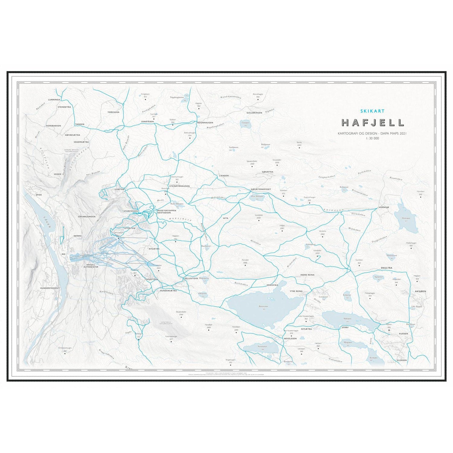 Skikart Hafjell (50x70 cm)-Maps-Dapa Maps-Hyttefeber