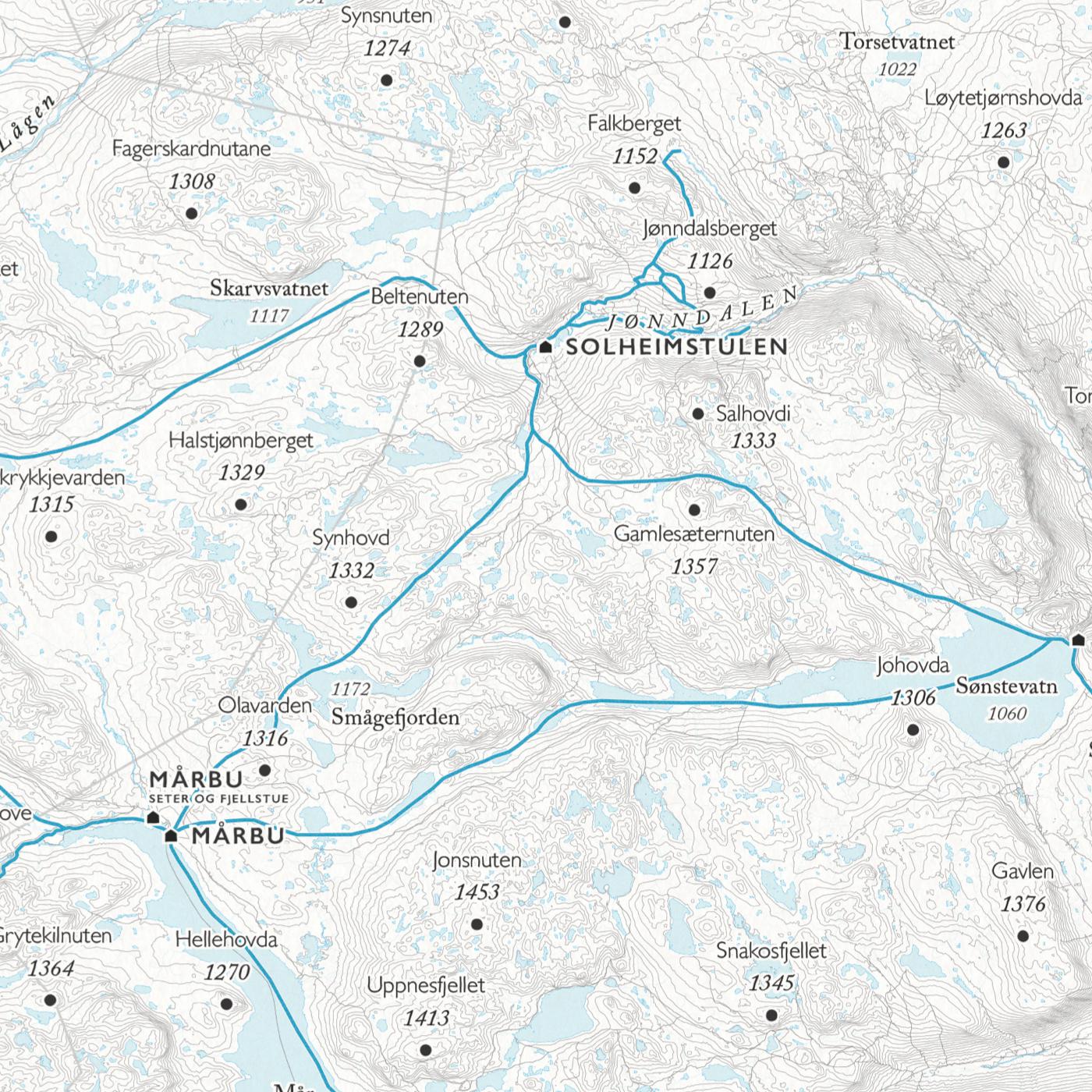 Skikart Hardangervidda (50x70 cm)-Maps-Dapamaps-Hyttefeber