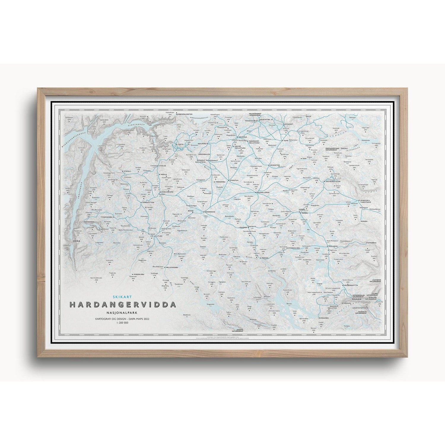 Skikart Hardangervidda (50x70 cm)-Maps-Dapamaps-Hyttefeber