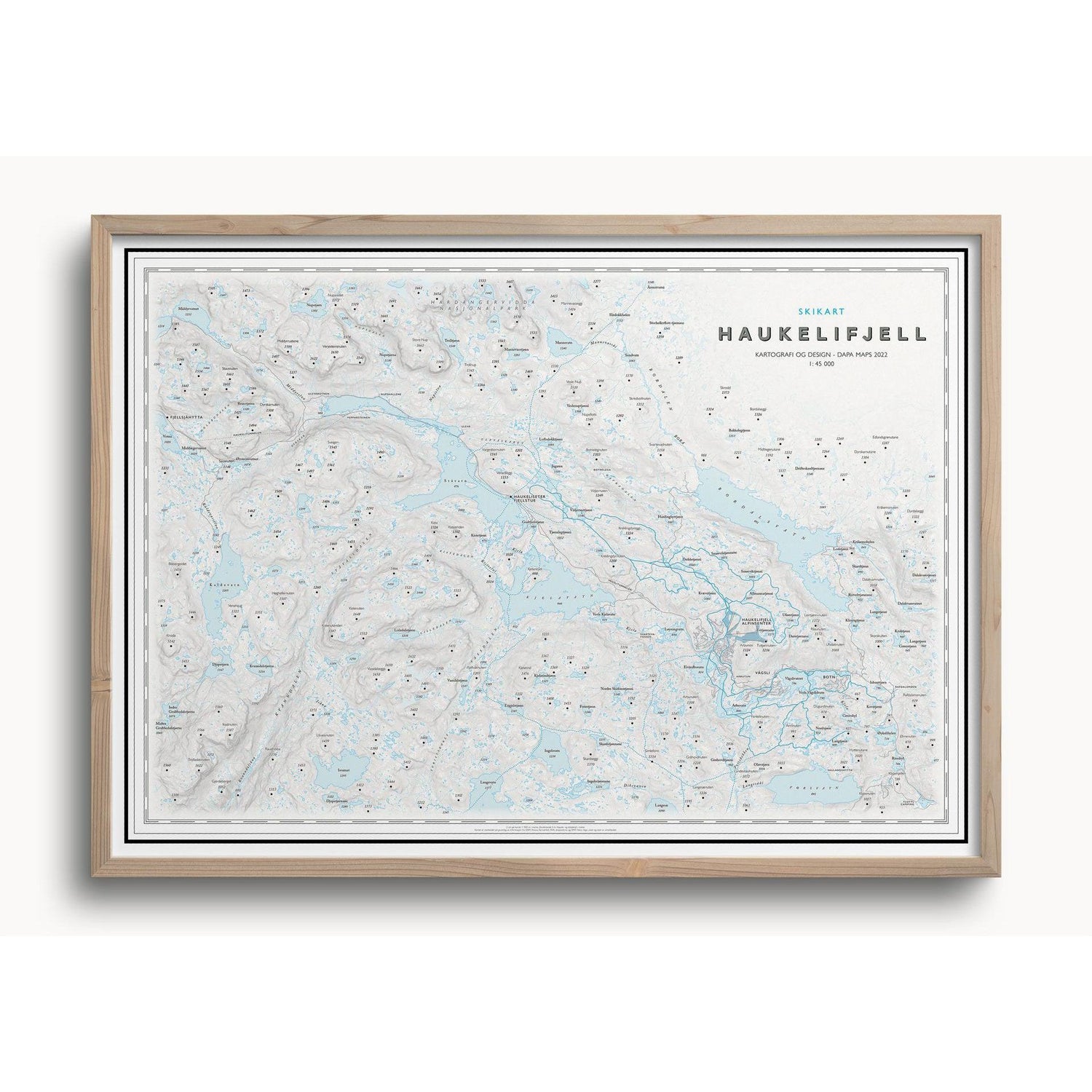 Skikart Haukelifjell -(50x70 cm)-Maps-Dapamaps-Hyttefeber