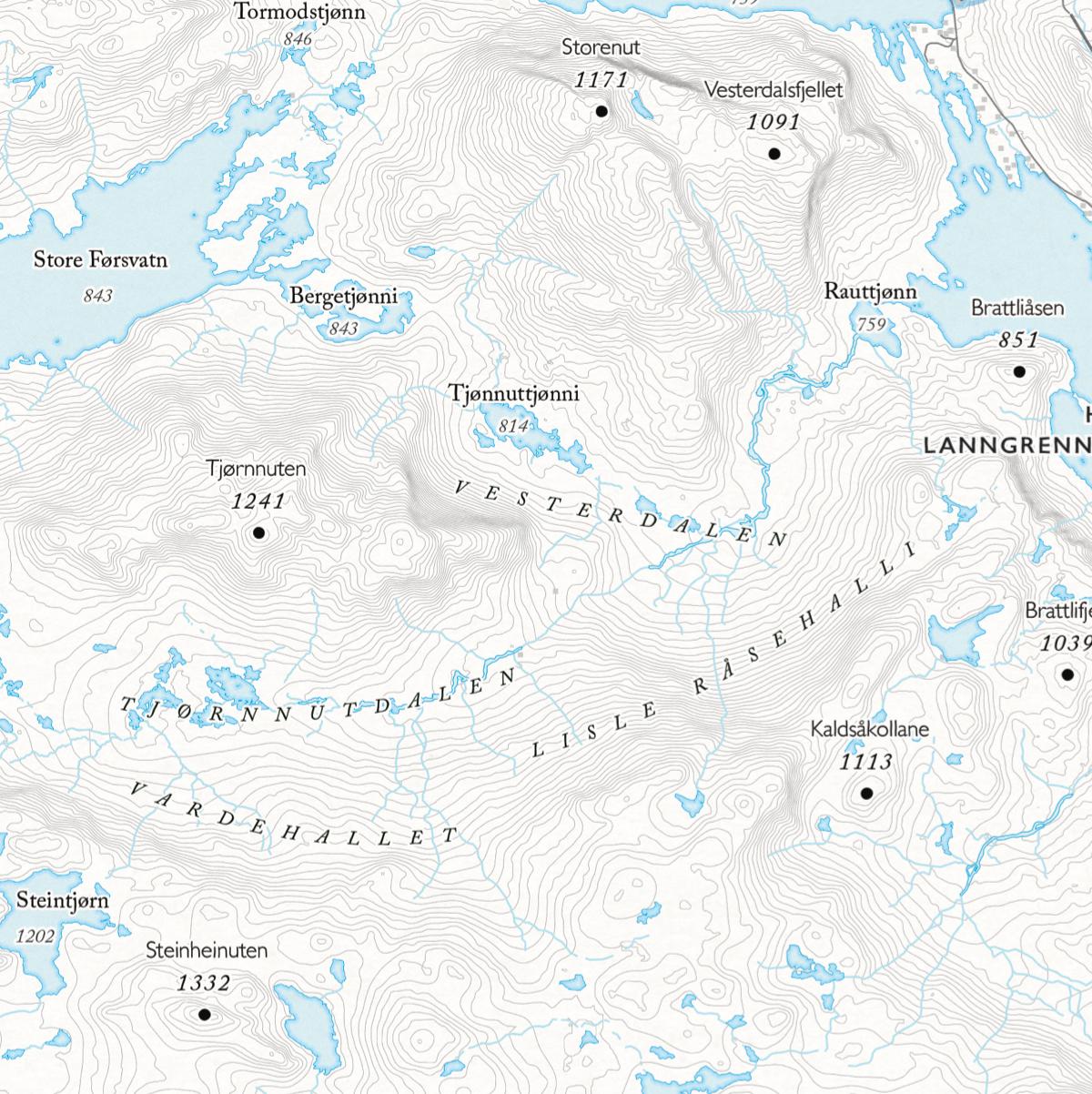 Skikart Hovden (50x70 cm)-Maps-Dapamaps-Hyttefeber
