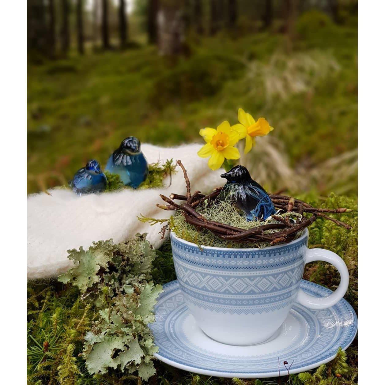 Kopp med kaffeskål - 20cl Cappucino blå, med gaveeske - MARIUS-Krus-Porsgrunds Porselænsfabrik-Hyttefeber