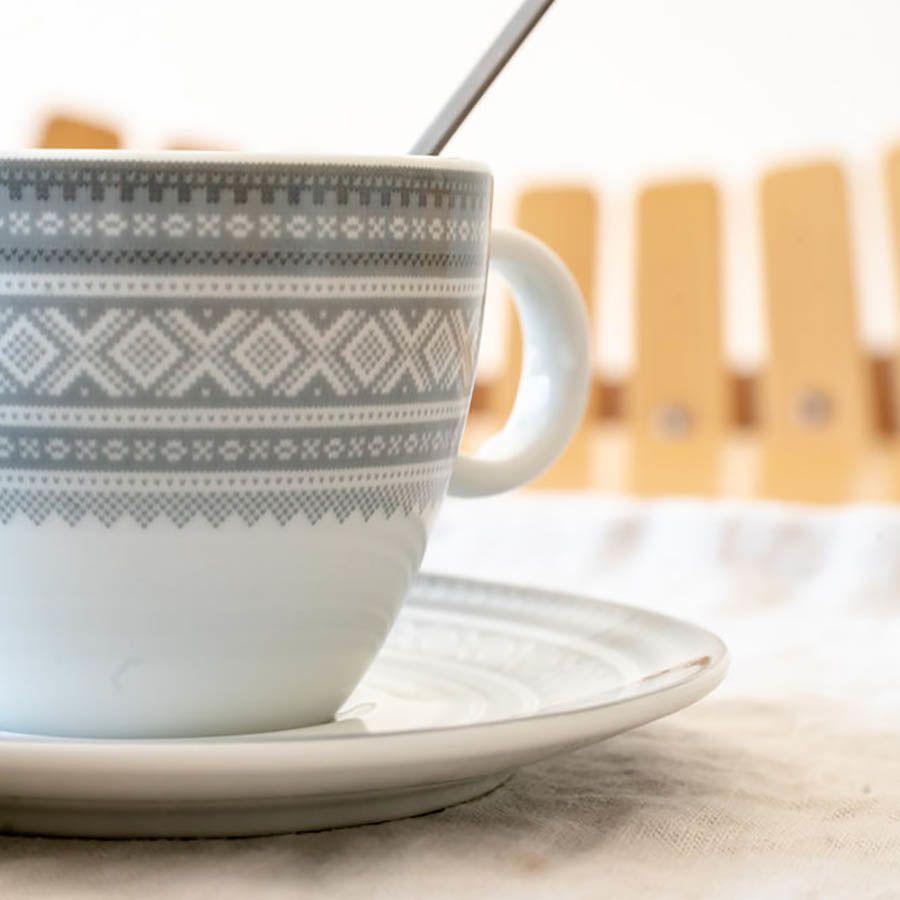 Kopp med kaffeskål - 20cl Cappucino GRÅ, med gaveeske - MARIUS-Porsgrunds Porselænsfabrik-Hyttefeber