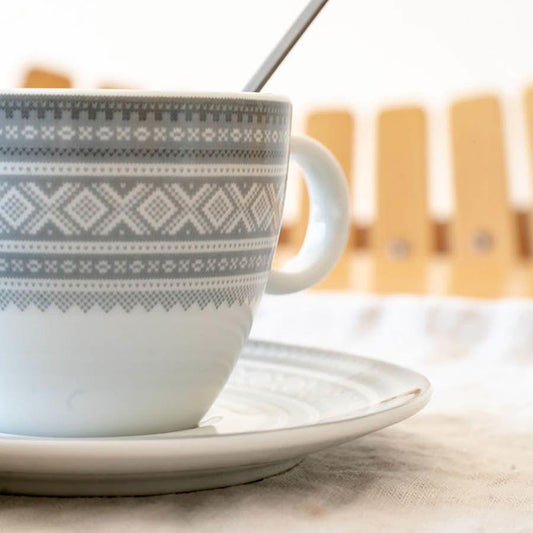 Kopp med kaffeskål - 20cl Cappucino GRÅ, med gaveeske - MARIUS-Porsgrunds Porselænsfabrik-Hyttefeber