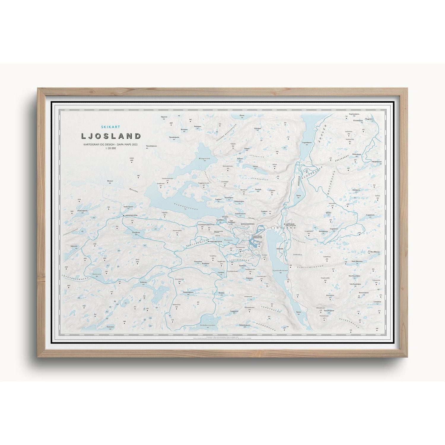 Skikart Ljosland (50x70 cm)-Maps-Dapamaps-Hyttefeber