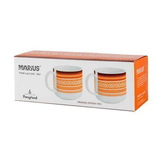Mariuskoppen - "Trend Orange"- 2pakning i gaveeske-Porsgrunds Porselænsfabrik-Hyttefeber