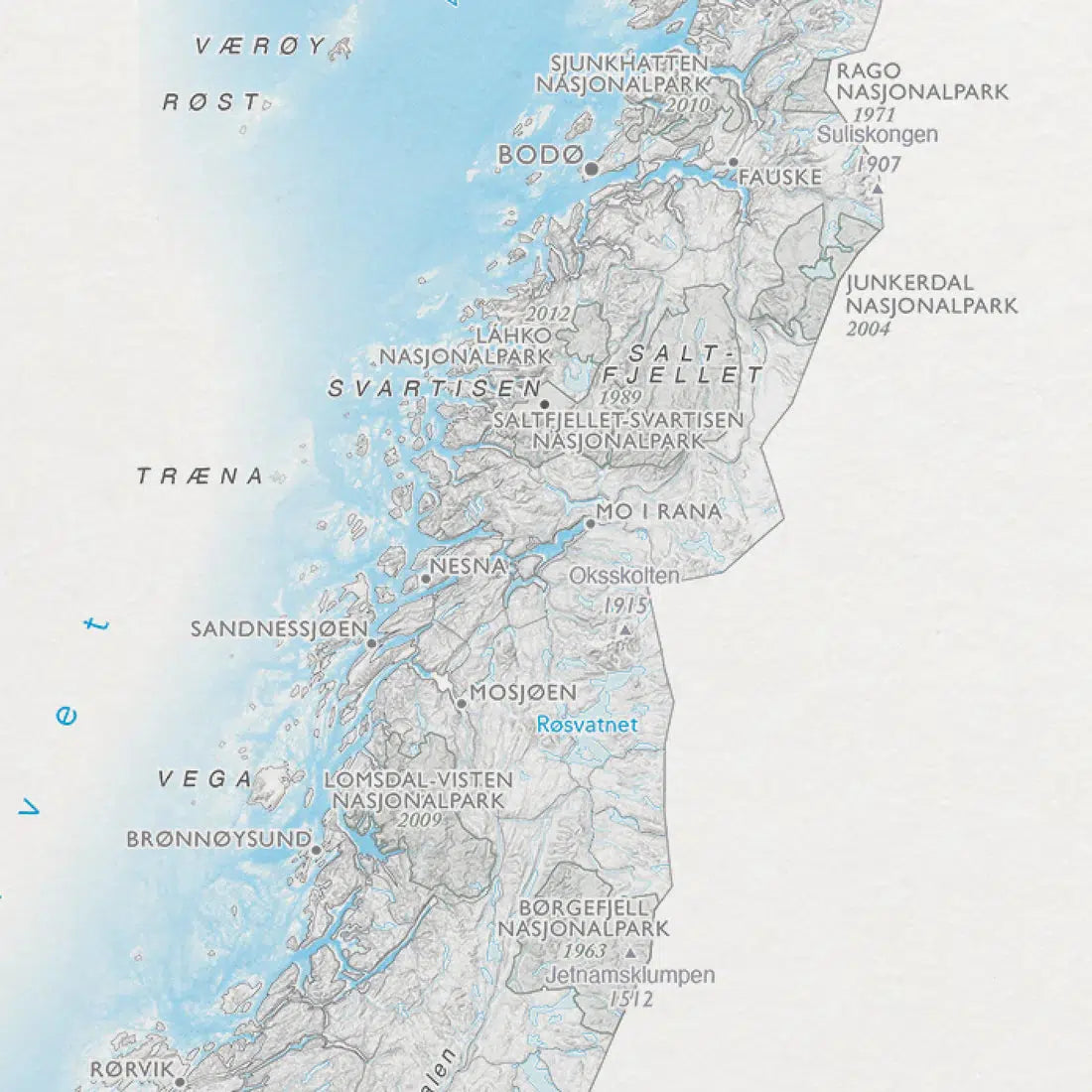 Norgeskart med nasjonalparker (50x70 cm)-Maps-Dapamaps-Hyttefeber