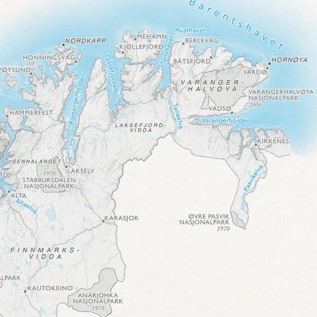 Norgeskart med nasjonalparker (50x70 cm)-Maps-Dapamaps-Hyttefeber