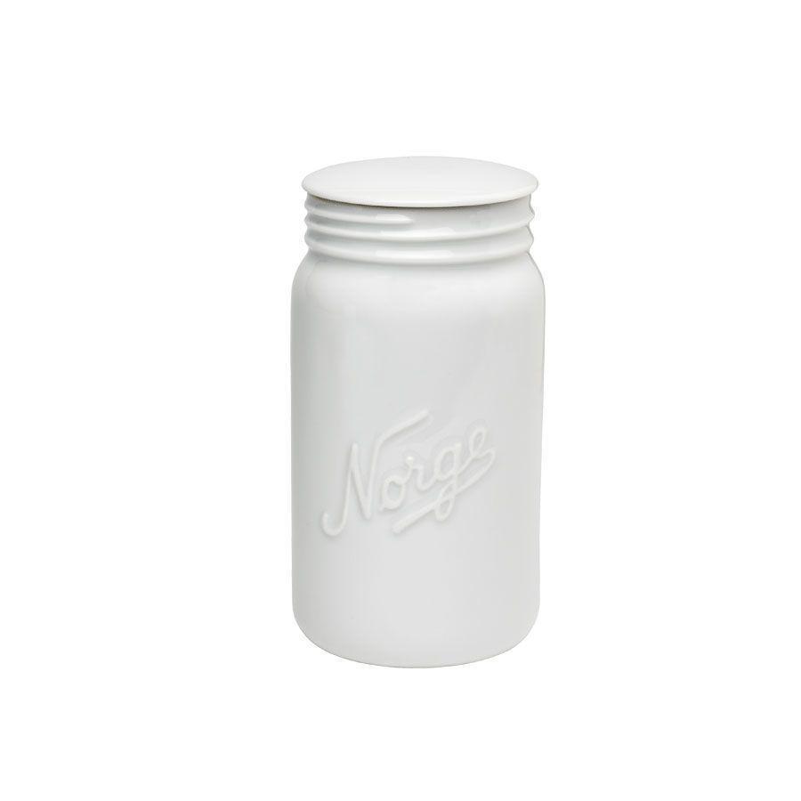 Kjøp Norgesglass i hvit porselen med lokk 0,7L - Hyttefeber.no